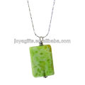 Natural green agate square pendant necklace with silver chain